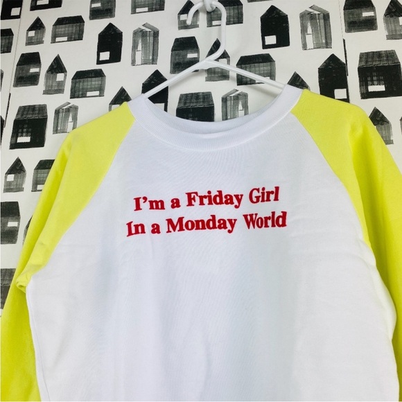 Wildfox “Friday Girl” yellow and white crewneck sweatshirt - Picture 2 of 5
